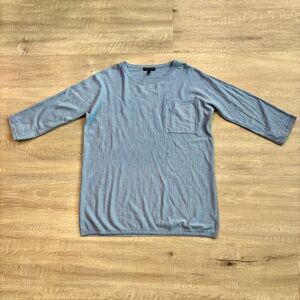 Eileen Fisher Merino Wool Dusty Blue Sweater Women’s Medium 3/4 Sleeves Soft